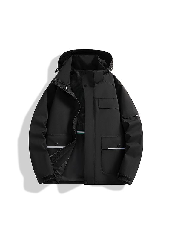 Men's Stitching Drawstring Hooded Slim Fashion Jacket Coat Outwear The Hottest Gifts