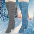 thumbnail image 1 of Holiday Gift Finder Ofreoo Women's 2 Pairs High Fuzzy Socks Over Knee Winter Leg Warmers Plush Slipper Socks For Women Christmas Home Sleeping Socks for Women, 1 of 3