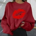 thumbnail image 1 of Holiday Gift Finder POROPL Women's Sweatshirt Plus Size Long Sleeve Crew Neck Sweatshirt Printed Pullover Tops Red XL, 1 of 5