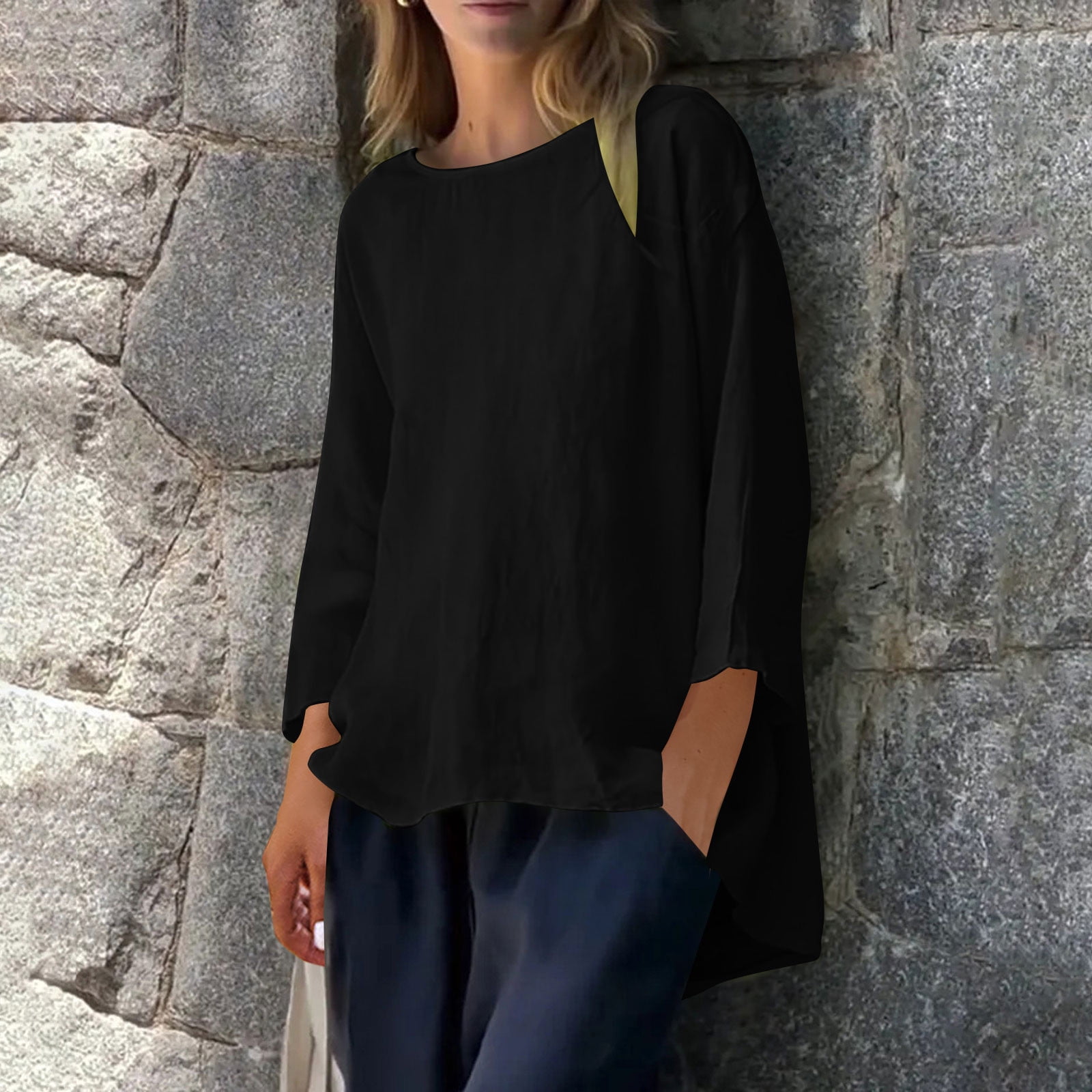 Relaxed Fit Long Sleeve Linen Shirt for Women main image 0