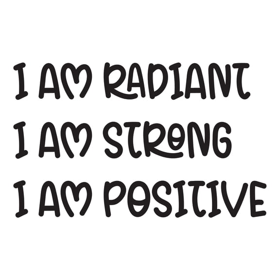 Holiday Gift Girls I am Radiant I am Strong Encouraging Quotes & Sayings Wall Decal Vinyl Wall Art Decal Classroom motivational Art Lasts Years and Easily Removable - Size: 44 in x 26 in