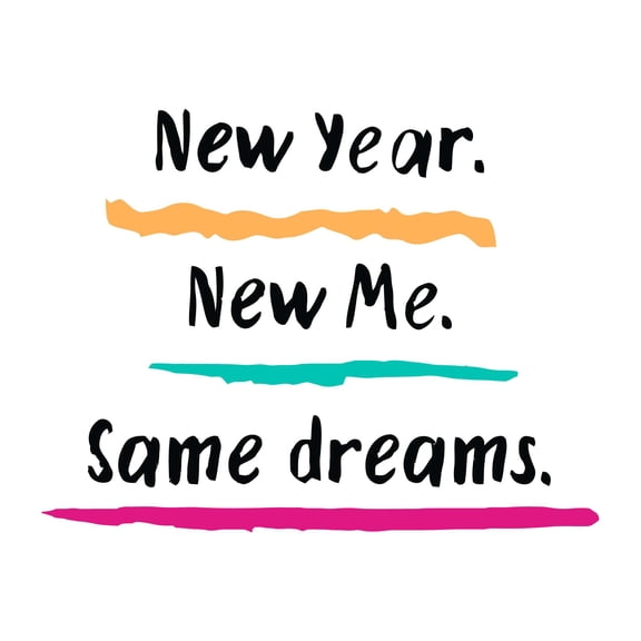 Holiday Gift Girls New year New Me Same dreams Inspirational Quotes & Sayings Wall Decal Motivational Quote Fresh Starts Vinyl Sticker Lasts Years and Easily Removable - Size: 12 in x 10 in