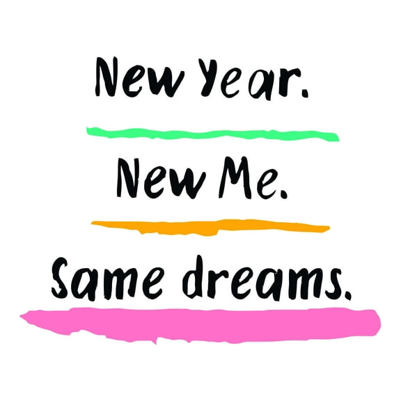 Holiday Gift Girls New year New Me Same dreams Inspirational Quotes & Sayings Wall Decal New Year Motivational Wall Quote For Goal Setting Lasts Years and Easily Removable - Size: 45 in x 36 in
