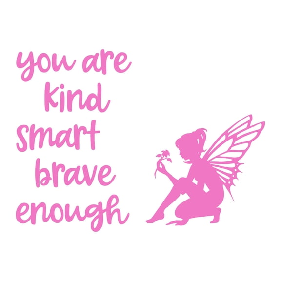 Holiday Gift Girls You are Kind Smart Brave enough Cute Quotes & Sayings Wall Decal Self Affirmation Motivational Quote Room Decor Lasts Years and Easily Removable - Size: 34 in x 24 in