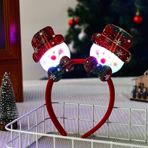 Holiday Gift​​ LED Santa Claus Headband Light Up Christmas Party Headwear Festive Costume Accessory Holiday Gift Light Headband​​
