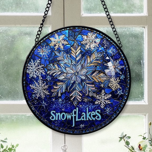 Holiday Gift - Snowflake Stained Glass Hanging Ornament - Silver & Gold Christmas Tree Decor, Holiday Gift for Family & Friends, Collectible 2025