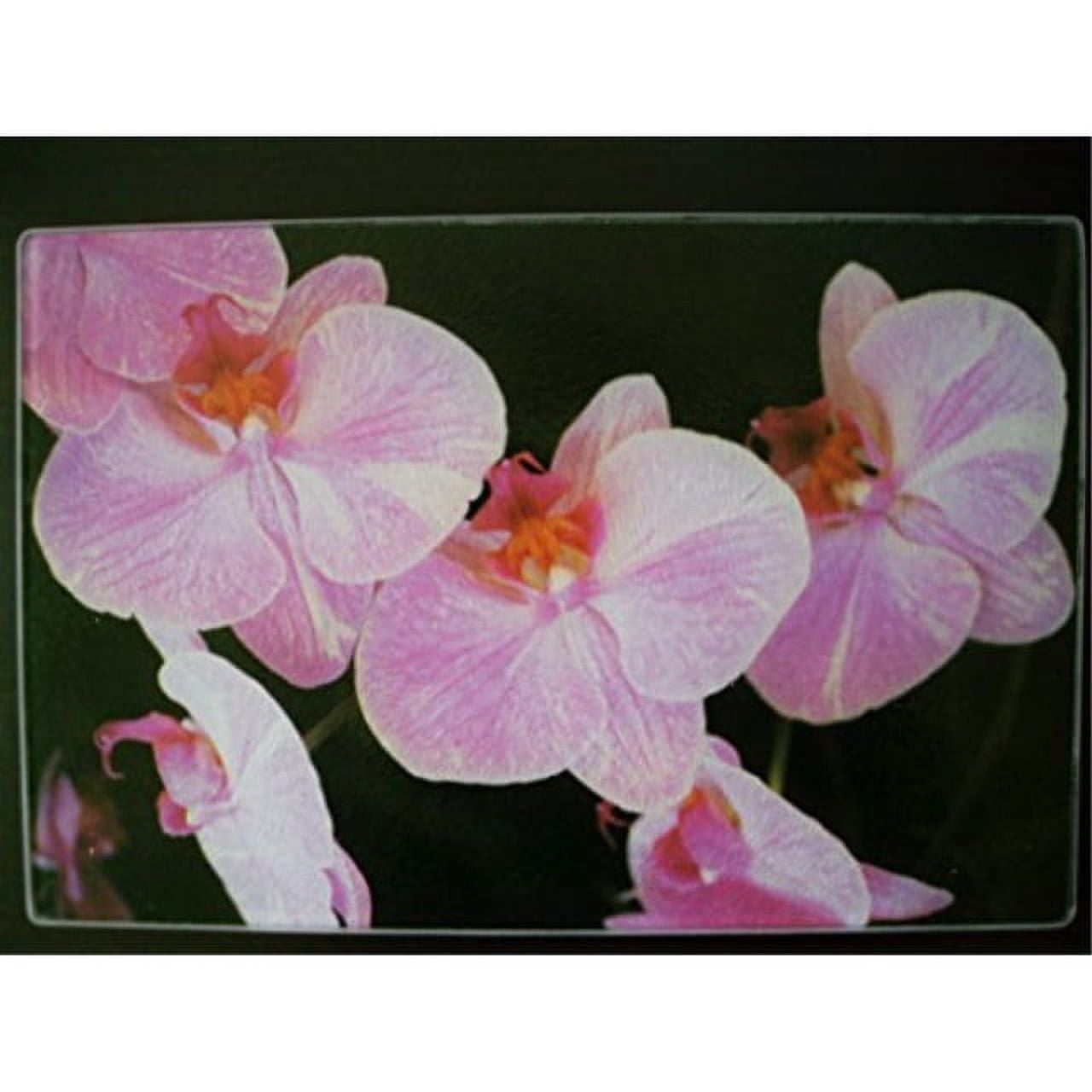 Orchid Floral Rectangular Tempered Glass Cutting Board 12 x 8