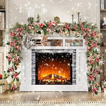 Holiday Gifts! Boovnll 6.6Ft Christmas Garland, Artificial Pink Berries Garland Real Touch Garland for Fireplace, Table, Wall, Party Decor, Christmas Decorations