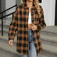 thumbnail image 1 of Holiday Gifts Horkkom Womens Flannel Shirts Long Sleeve Plus Size Plaid Shacket Button Jacket Casual Loose Coats with Pocket, Gifts for Women, 1 of 7
