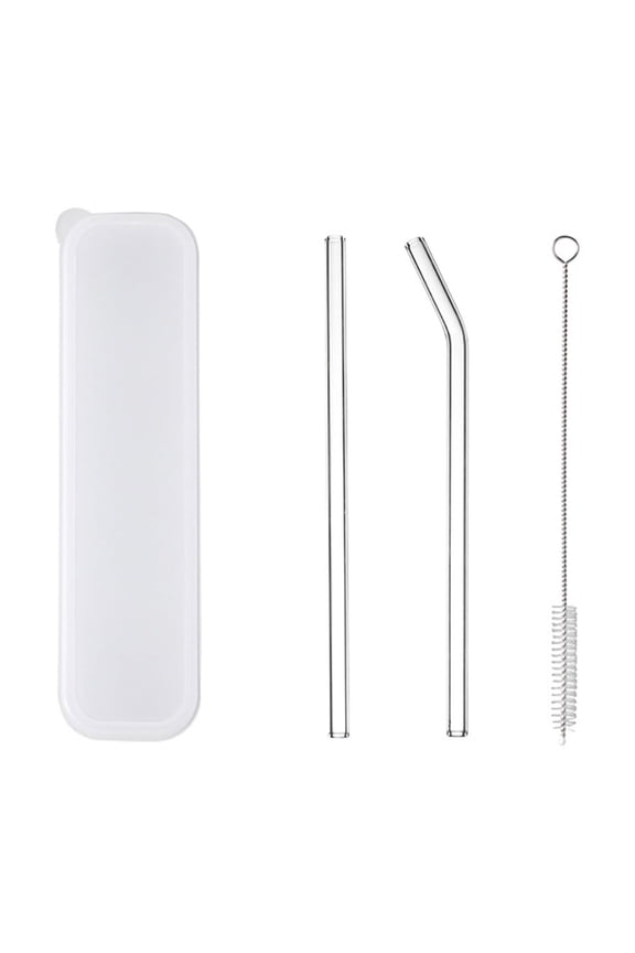 Holiday Gifts New Transparent Glass Straws and Set Antilipstick Non-disposable Pregnant Women's Drinking Straws Washable, B