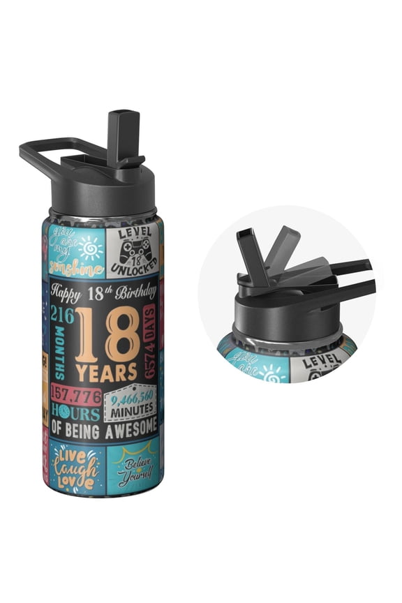 Holiday Gifts Themed Themed 18oz Holiday Gifts Themed Water Bottle for Fitness Stainless Steel Wide Mouth Handle Lid Double Walled Leak Proof