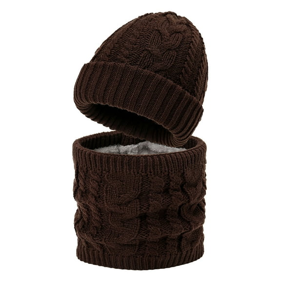 Holiday Gifts! Titcea Beanie Hat with Neck Warmer Scarf for Women Knit Hat Fleece Lined Neck Gaiters Winter Gifts Outdoor Supplies