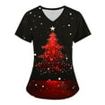 thumbnail image 1 of Holiday Gifts! Titcea Christmas Scrub Tops Women Cute Xmas Printed Nursing Uniform Shirts Pattern V-Neck T-Shirts Scrubs Top with Pockets, 1 of 2