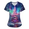 thumbnail image 1 of Holiday Gifts! Titcea Christmas Scrub Tops Women Cute Xmas Printed Nursing Uniform Shirts Pattern V-Neck T-Shirts Scrubs Top with Pockets, 1 of 3
