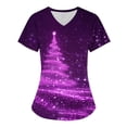 thumbnail image 1 of Holiday Gifts! Titcea Christmas Scrub Tops Women Cute Xmas Printed Nursing Uniform Shirts Pattern V-Neck T-Shirts Scrubs Top with Pockets, 1 of 2