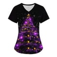thumbnail image 1 of Holiday Gifts! Titcea Christmas Scrub Tops Women Cute Xmas Printed Nursing Uniform Shirts Pattern V-Neck T-Shirts Scrubs Top with Pockets, 1 of 2