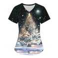 thumbnail image 1 of Holiday Gifts! Titcea Christmas Scrub Tops Women Cute Xmas Printed Nursing Uniform Shirts Pattern V-Neck T-Shirts Scrubs Top with Pockets, 1 of 2