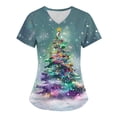 thumbnail image 1 of Holiday Gifts! Titcea Christmas Scrub Tops Women Cute Xmas Printed Short Sleeved V Neck Scrub Tops with Pockets Lightweight Stretchy Working Uniform, 1 of 3