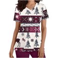 thumbnail image 1 of Holiday Gifts! Titcea Christmas Scrub Tops Women Cute Xmas Printed Short Sleeved V Neck Scrub Tops with Pockets Lightweight Stretchy Working Uniform, 1 of 5