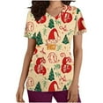 thumbnail image 1 of Holiday Gifts! Titcea Christmas Scrub Tops Women Cute Xmas Printed Short Sleeved V Neck Scrub Tops with Pockets Lightweight Stretchy Working Uniform, 1 of 5