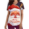 thumbnail image 1 of Holiday Gifts! Titcea Christmas Scrub Tops Women Cute Xmas Printed Short Sleeved V Neck Scrub Tops with Pockets Lightweight Stretchy Working Uniform, 1 of 5