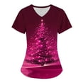 thumbnail image 1 of Holiday Gifts! Titcea Christmas Scrub Tops Women Cute Xmas Printed Short Sleeved V Neck Scrub Tops with Pockets Lightweight Stretchy Working Uniform, 1 of 3