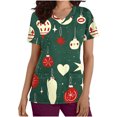 thumbnail image 1 of Holiday Gifts! Titcea Christmas Scrub Tops Women Cute Xmas Printed Short Sleeved V Neck Scrub Tops with Pockets Lightweight Stretchy Working Uniform, 1 of 5