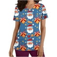 thumbnail image 1 of Holiday Gifts! Titcea Christmas Scrub Tops Women Cute Xmas Printed Short Sleeved V Neck Scrub Tops with Pockets Lightweight Stretchy Working Uniform, 1 of 5