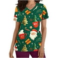 thumbnail image 1 of Holiday Gifts! Titcea Christmas Scrub Tops Women Cute Xmas Printed Short Sleeved V Neck Scrub Tops with Pockets Lightweight Stretchy Working Uniform, 1 of 5