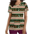thumbnail image 1 of Holiday Gifts! Titcea Christmas Scrub Tops Women Xmas Printed Short Sleeved V Neck Scrub Tops with Pockets Lightweight Stretchy Cute Working Uniform, 1 of 5