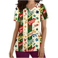 thumbnail image 1 of Holiday Gifts! Titcea Christmas Scrub Tops Women Xmas Printed Short Sleeved V Neck Scrub Tops with Pockets Lightweight Stretchy Cute Working Uniform, 1 of 5