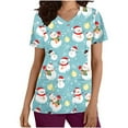 thumbnail image 1 of Holiday Gifts! Titcea Christmas Scrub Tops Women Xmas Printed Short Sleeved V Neck Scrub Tops with Pockets Lightweight Stretchy Cute Working Uniform, 1 of 5