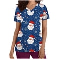 thumbnail image 1 of Holiday Gifts! Titcea Christmas Scrub Tops Women Xmas Printed Short Sleeved V Neck Scrub Tops with Pockets Lightweight Stretchy Cute Working Uniform, 1 of 5