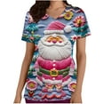 thumbnail image 1 of Holiday Gifts! Titcea Christmas Scrub Tops Women Xmas Printed Short Sleeved V Neck Scrub Tops with Pockets Lightweight Stretchy Working Uniform, 1 of 4