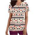 thumbnail image 1 of Holiday Gifts! Titcea Christmas Scrub Tops Women Xmas Printed Short Sleeved V Neck Scrub Tops with Pockets Lightweight Stretchy Working Uniform, 1 of 5