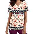 thumbnail image 1 of Holiday Gifts! Titcea Christmas Scrub Tops Women Xmas Printed Short Sleeved V Neck Scrub Tops with Pockets Lightweight Stretchy Working Uniform, 1 of 5