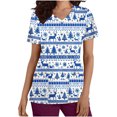 thumbnail image 1 of Holiday Gifts! Titcea Christmas Scrub Tops Women Xmas Printed Short Sleeved V Neck Scrub Tops with Pockets Lightweight Stretchy Working Uniform, 1 of 5