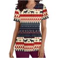 thumbnail image 1 of Holiday Gifts! Titcea Christmas Scrub Tops Women Xmas Printed Short Sleeved V Neck Scrub Tops with Pockets Lightweight Stretchy Working Uniform, 1 of 5