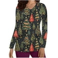 thumbnail image 1 of Holiday Gifts! Titcea Christmas Scrub Tops Women Xmas Tree Printed Short Sleeved V Neck Scrub Tops with Pockets Lightweight Stretchy Working Uniform, 1 of 4