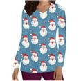thumbnail image 1 of Holiday Gifts! Titcea Christmas Scrub Tops for Women Stretchy V Neck Short Sleeve Cute Santa Printed Nurse Holiday Working Uniforms, 1 of 4