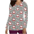 thumbnail image 1 of Holiday Gifts! Titcea Christmas Scrub Tops for Women Stretchy V Neck Short Sleeve Cute Santa Printed Nurse Holiday Working Uniforms, 1 of 4