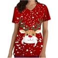 thumbnail image 1 of Holiday Gifts! Titcea Christmas Scrub Tops for Women Stretchy V Neck Short Sleeve Cute Xmas Printed Nurse Holiday Working Uniforms, 1 of 4