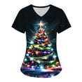 thumbnail image 1 of Holiday Gifts! Titcea Christmas Scrub Tops for Women Stretchy Vneck Short Sleeve Cute Xmas Printed Nurse Holiday Working Uniforms with Pockets, 1 of 3
