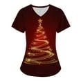 thumbnail image 1 of Holiday Gifts! Titcea Christmas Scrub Tops for Women Stretchy Vneck Short Sleeve Cute Xmas Printed Nurse Holiday Working Uniforms with Pockets, 1 of 2