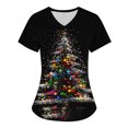 thumbnail image 1 of Holiday Gifts! Titcea Christmas Scrub Tops for Women Stretchy Vneck Short Sleeve Cute Xmas Printed Nurse Holiday Working Uniforms with Pockets, 1 of 2