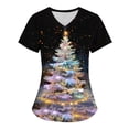 thumbnail image 1 of Holiday Gifts! Titcea Christmas Scrub Tops for Women Stretchy Vneck Short Sleeve Cute Xmas Printed Nurse Holiday Working Uniforms with Pockets, 1 of 2