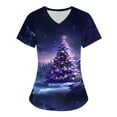 thumbnail image 1 of Holiday Savings! Titcea Christmas Scrub Tops Women Xmas Printed Short Sleeved V Neck Scrub Tops with Pockets Lightweight Stretchy Working Uniform, 1 of 3