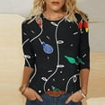 thumbnail image 1 of Holiday Gifts! Titcea Christmas Shirts for Women 3/4 Sleeve Crewneck Cute Christmas Print Pullover Sweaters 2024 Loose Comfort Casual Tops, 1 of 5