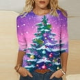 thumbnail image 1 of Holiday Gifts! Titcea Christmas Shirts for Women 3/4 Sleeve Crewneck Cute Christmas Print Pullover Sweaters 2024 Loose Comfort Casual Tops, 1 of 5