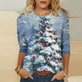 thumbnail image 1 of Holiday Gifts! Titcea Christmas Shirts for Women 3/4 Sleeve Crewneck Cute Christmas Print Pullover Sweaters 2024 Loose Comfort Casual Tops, 1 of 5